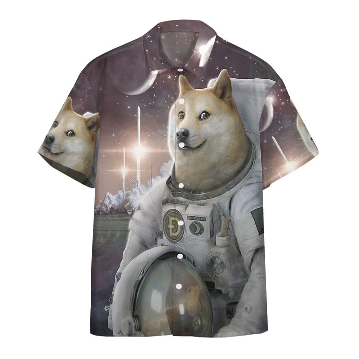 3D Doge To The Moon Custom hawaiian shirt