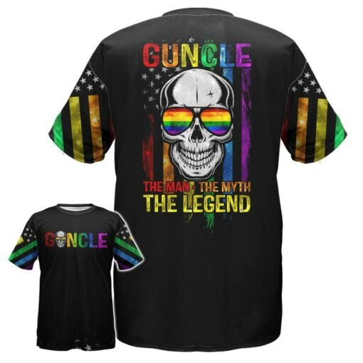 Lgbt 3D Pride Shirt Guncle The Man The Myth The Legend Skull For Lgbt Pride Month/ Lgbt Gift For Her Lgbt Gift For Him