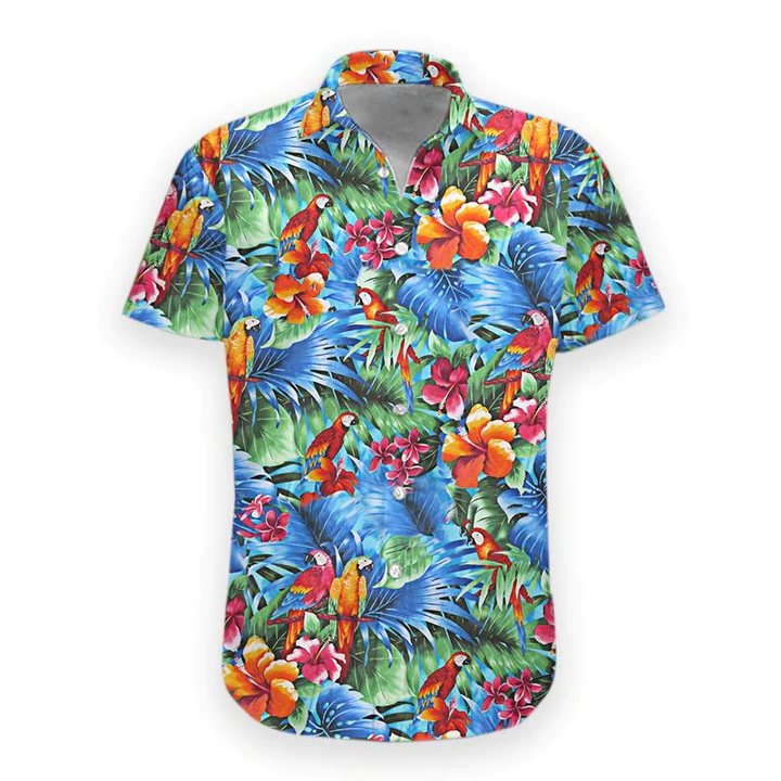 Summer Parrot Hawaiian shirt/ Mens Hawaiian Aloha Beach Shirt/ Hawaiian Shirts for Men