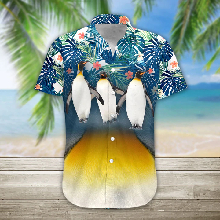 3D Penguin Hawaii Shirt/ Mens Hawaiian Aloha Beach Shirt/ Hawaiian Shirts for Men