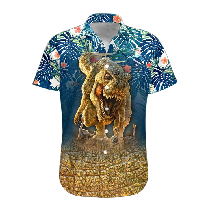 3D T-Rex Hawaii Shirt/ Hawaiian Shirts for Men Print Button Down Shirt
