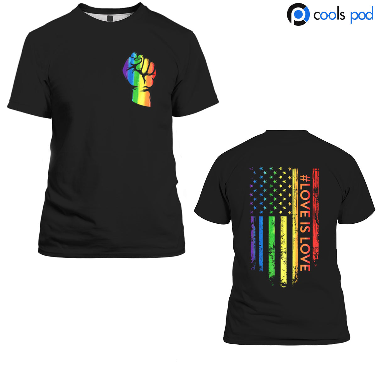 Coolspod 3D All Over Printed Unisex Love Is Love T Shirt LGBT Shirt Couple Lesbian Couple Gay Pride Shirts
