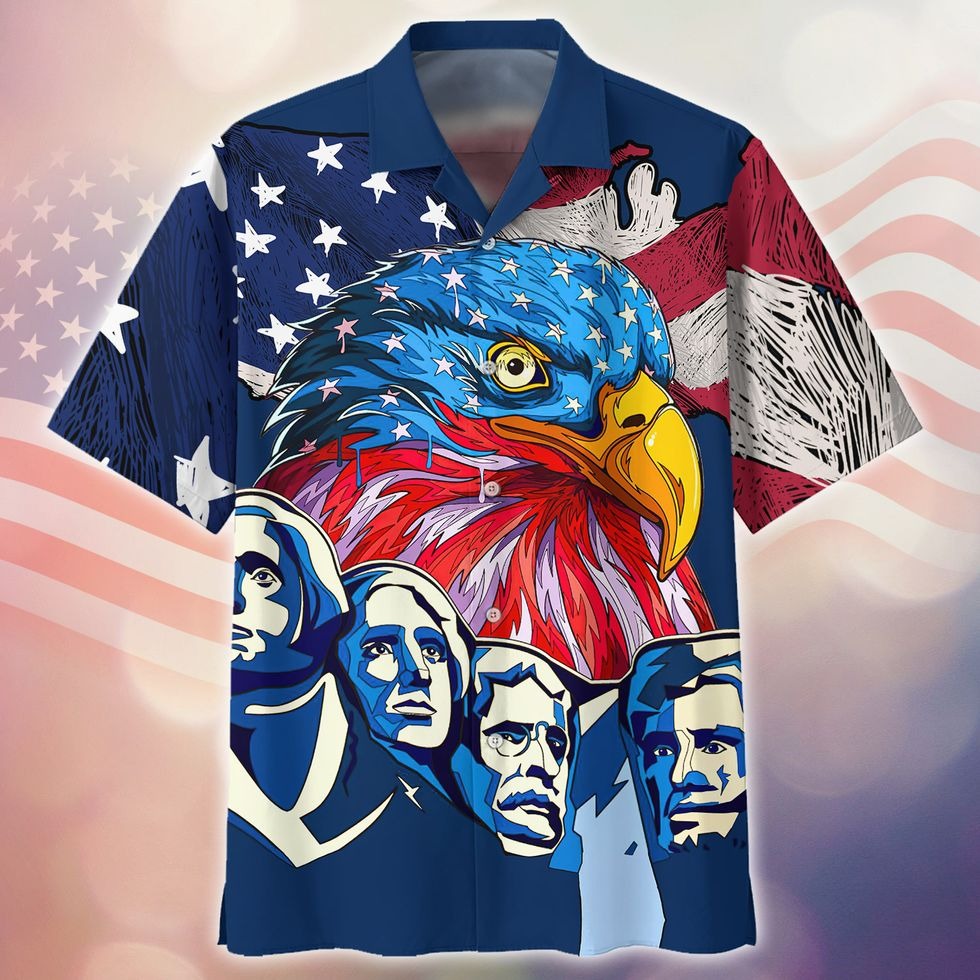 3D All Over Print Eagle Independence Day Hawaiian Shirt Happy Fourth Of July Gift For Him