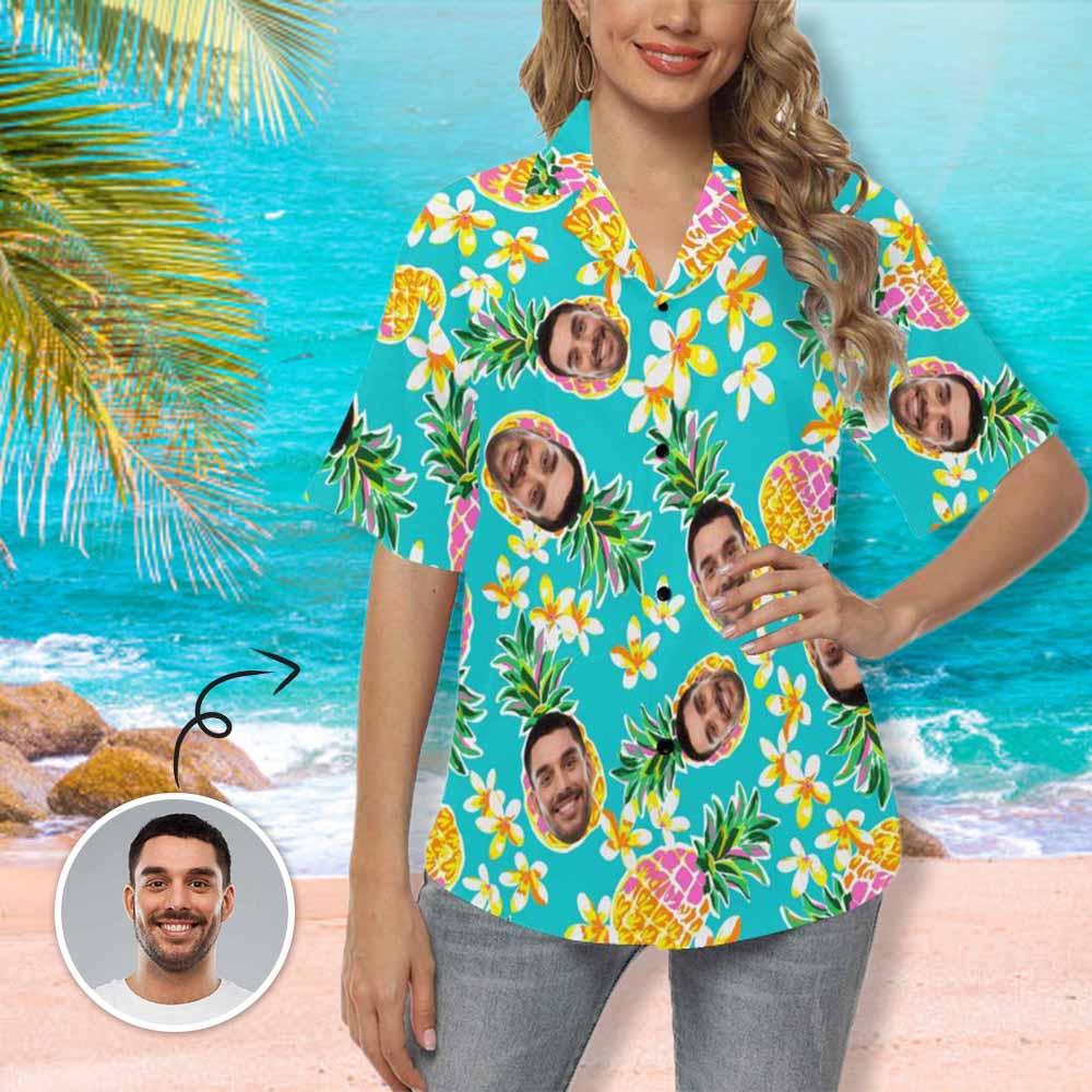 Custom Face Summer Vocation Women''s Hawaiian Shirts/ Gift for Her
