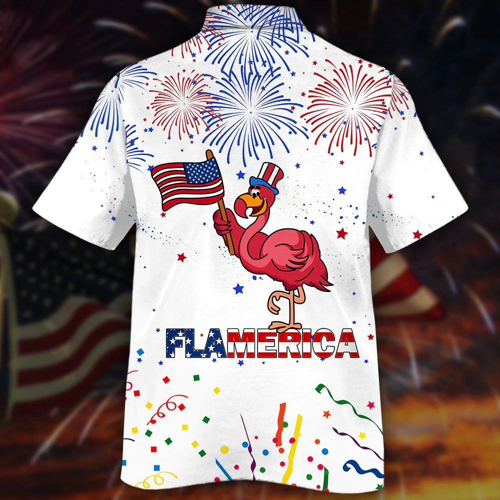 3D All Over Print Flamingo Hawaiian Shirts For Men And Woman/ Happy Independence