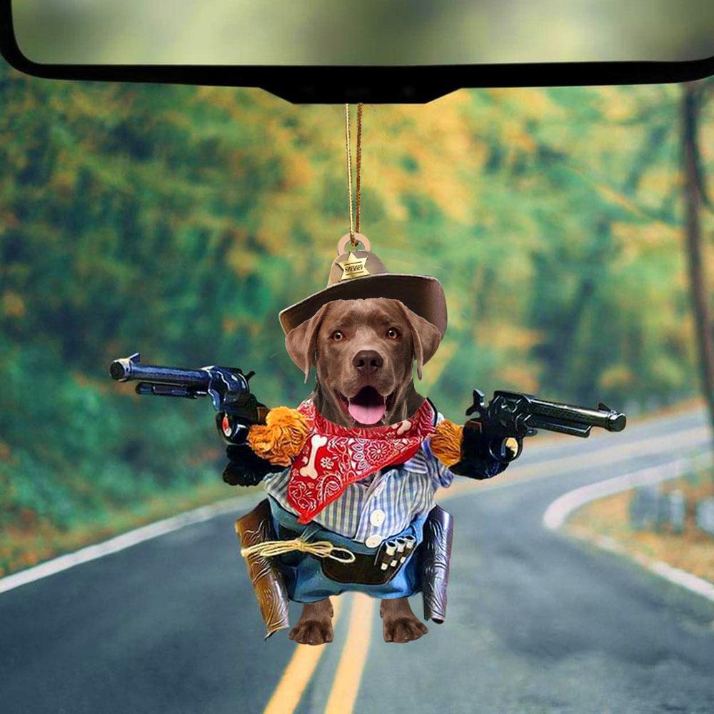 Chocolate Labrador Cowboy Hanging Ornament Dog Ornament Dog Lover Gift