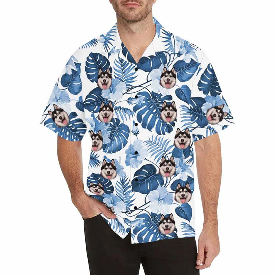 Personalized Dog Face Shirt/  Personalized Hawaiian Shirt for Men/ floral Aloha shirt men