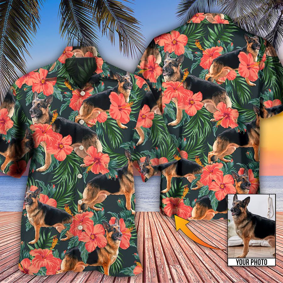 German Shepherd Tropical Custom Photo - Hawaiian Shirt/ Personalized Hawaiian Shirt Dog/ Idea Gift for Dog Lover