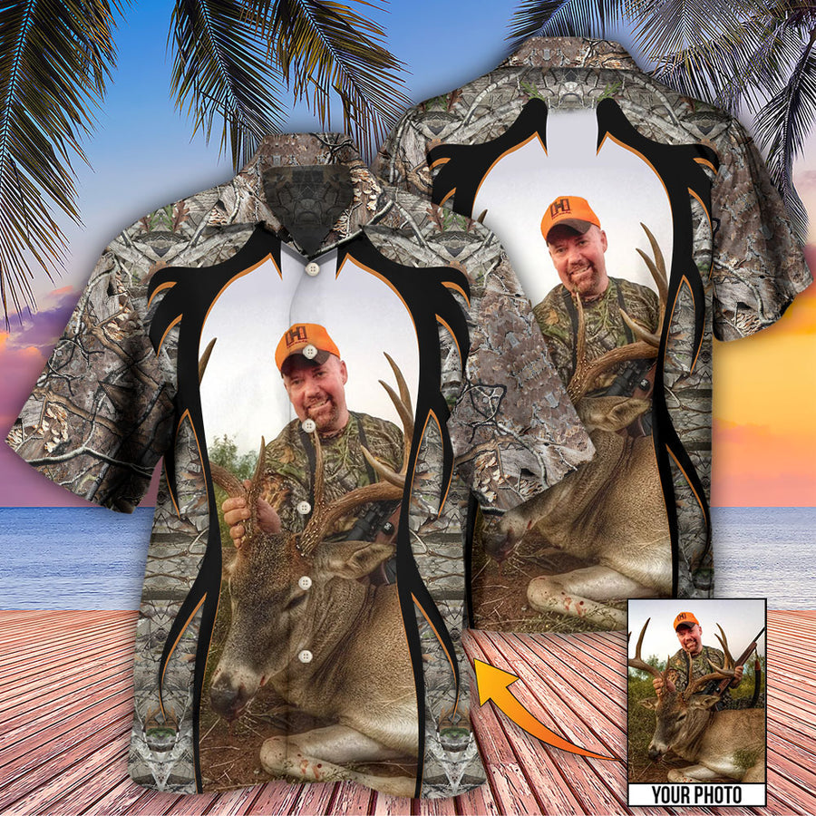 Hunting Lover Cool Pattern Custom Photo - Hawaiian Shirt/ Hunting Shirt/ Idea Gift for Hunter