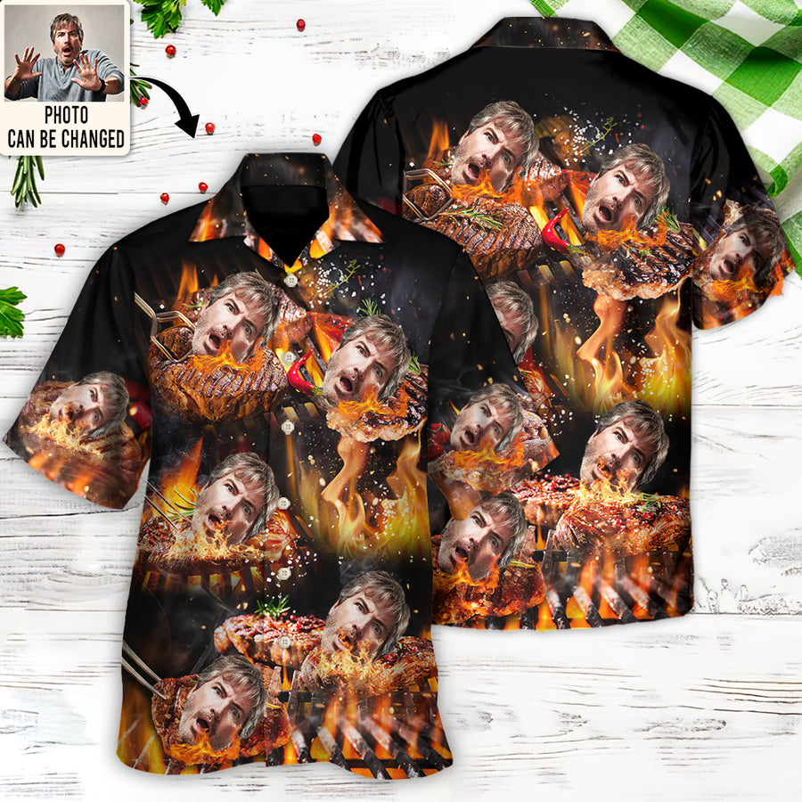 BBQ Grill Funny Style Custom Photo - Hawaiian Shirt - Personalized Photo Gifts/ Summer Shirt