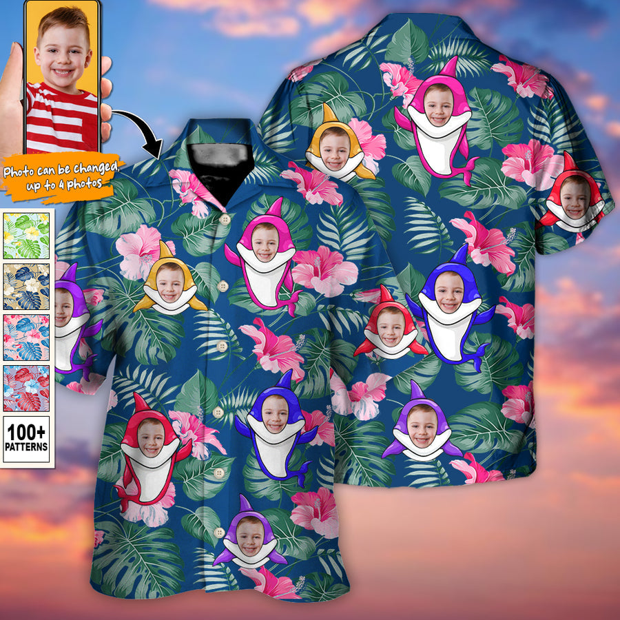 Shark Funny Tropical Style Custom Photo - Hawaiian Shirt - Personalized Photo Gifts/ Personalized Hawaiian Shirt