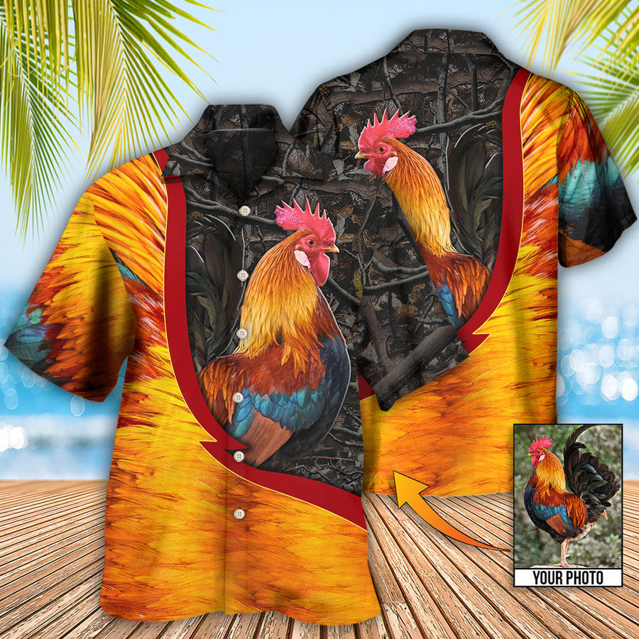 3D All Over Print Rooster Hawaiian Shirt/ Chicken Rooster Beautiful Style Custom Photo Hawaiian Shirt Coolspod