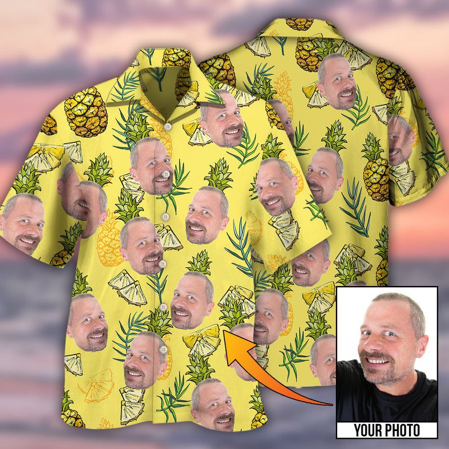 3D All Over Print Face Aloha Pineapple Custom Photo Hawaiian Shirt/ Hawaiian Shirt for Men Women