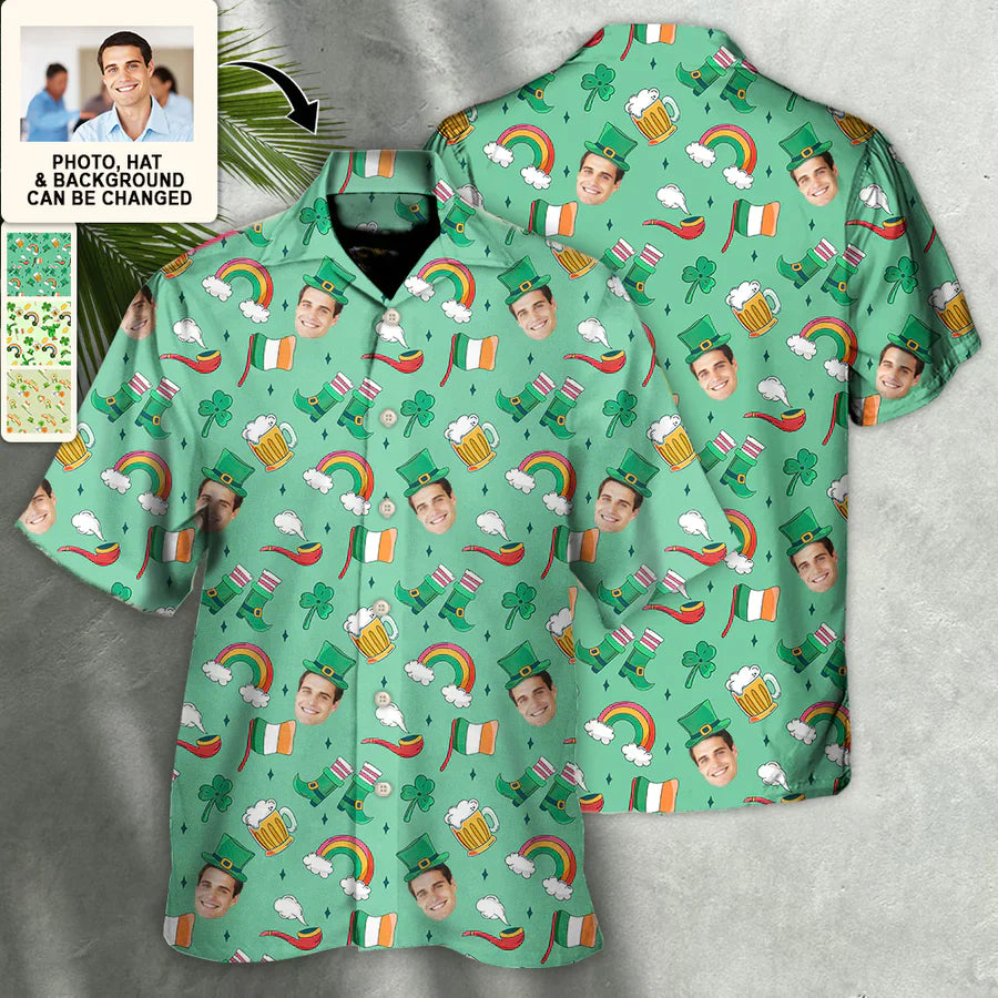 St Patrick''s Day Love The Day Went Custom Photo - Hawaiian Shirt - Personalized Photo Gifts
