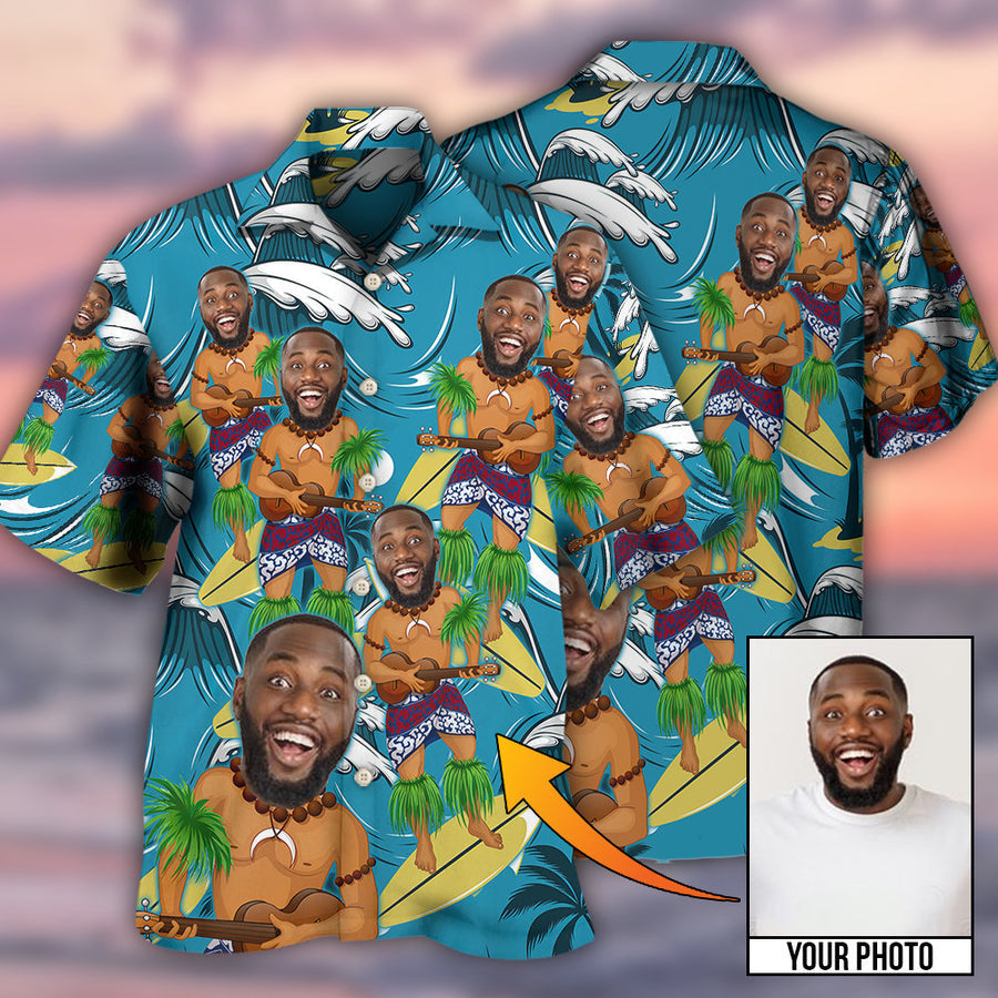 Face Aloha Surf Trip Custom Photo - Hawaiian Shirt/ Custom Face Funny Shirt/ Idea Gift Shirt for Men in Summer