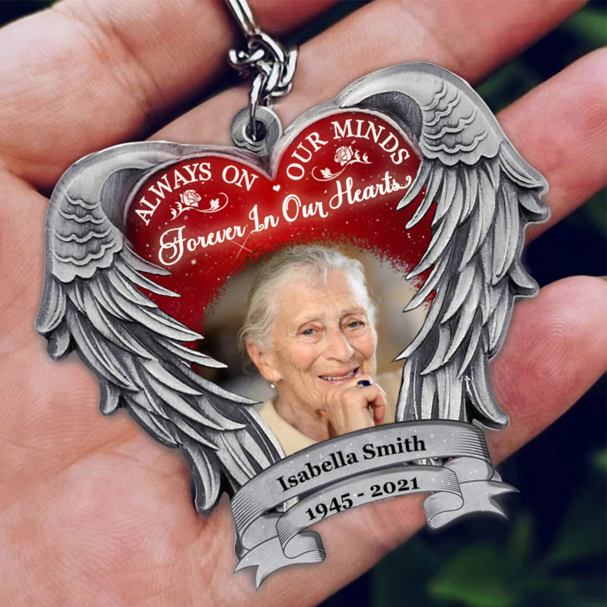Personalized Memorial Keychain Remembrance Keychain Always On Our Minds/ Forever In Our Hearts