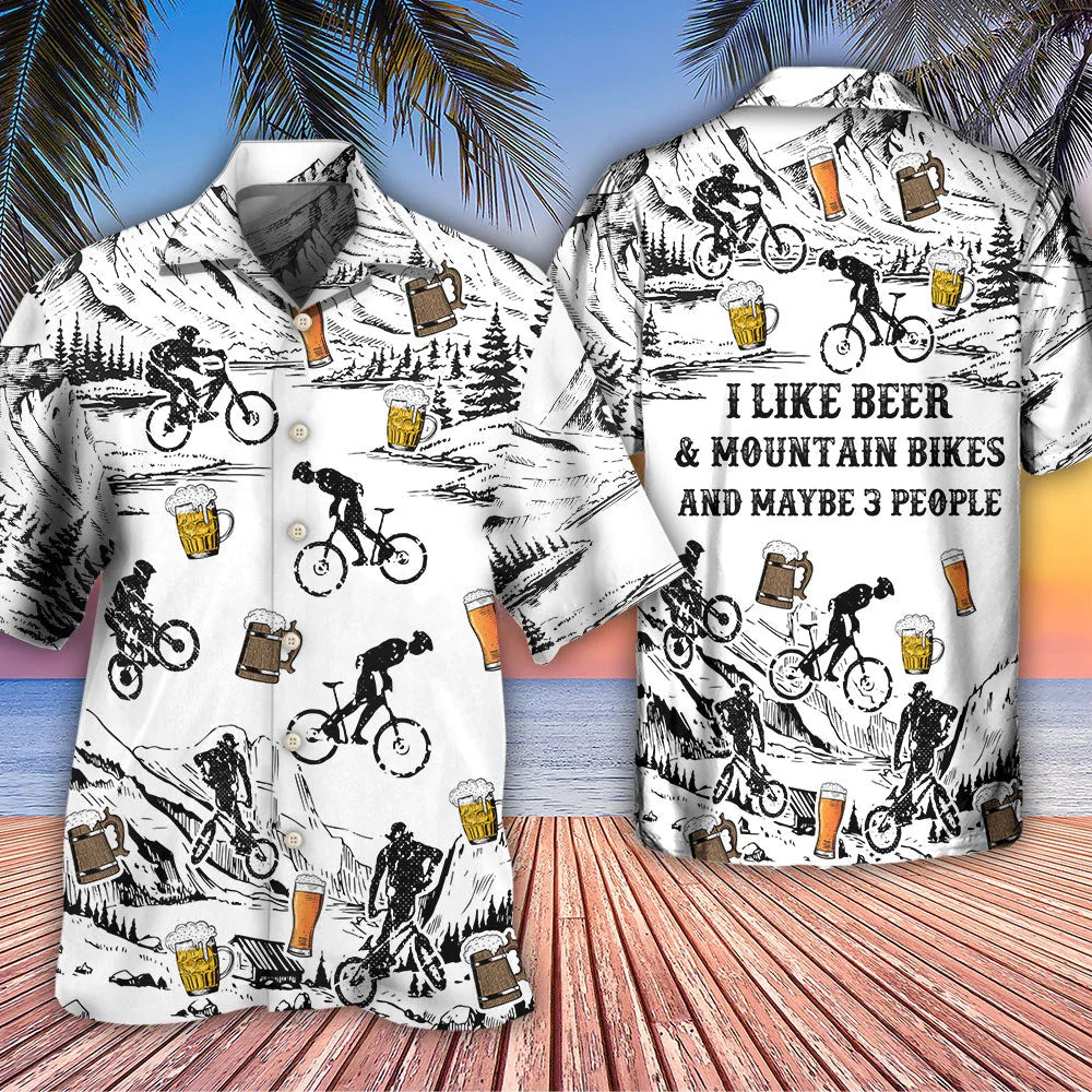 Beer I Like Beer And Moutain Bikes Hawaiian Shirt Men Women