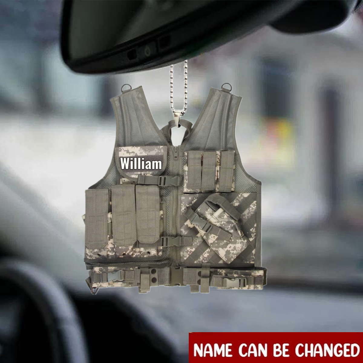 Personalized Flat Acrylic Ornament Hanging For Car Camouflage Army Tactical Vest Ornament Car Interior