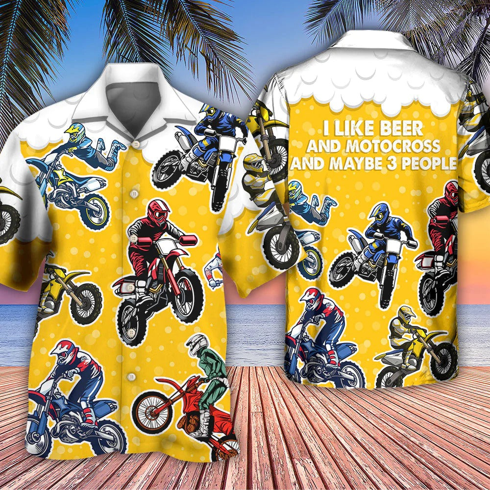 Beer I Like Beer And Motocross Hawaiian Shirt Men Women Beer Hawaii Aloha Beach Shirt