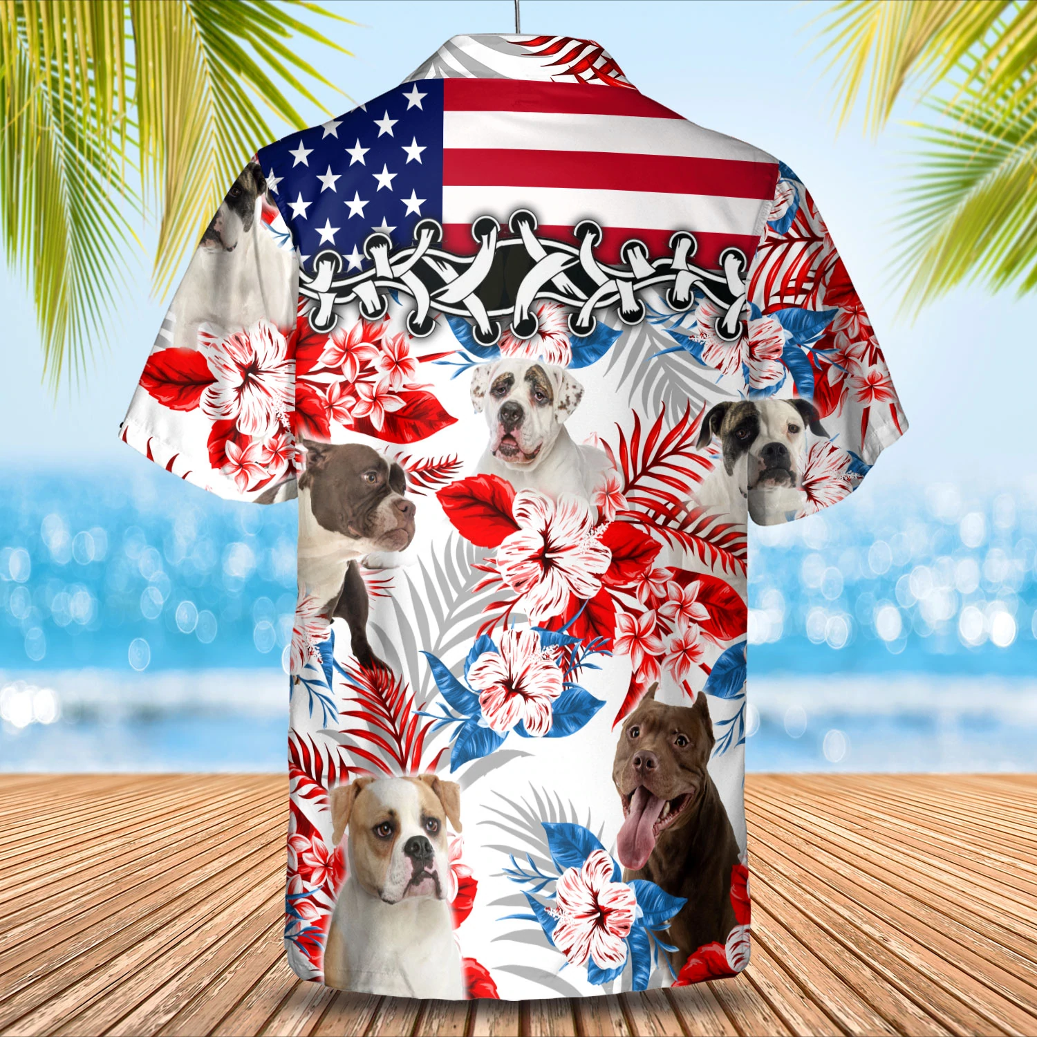 American Bulldog Hawaiian Shirt/ Summer aloha shirt/ Men Hawaiian shirt/ Women Hawaiian shirt