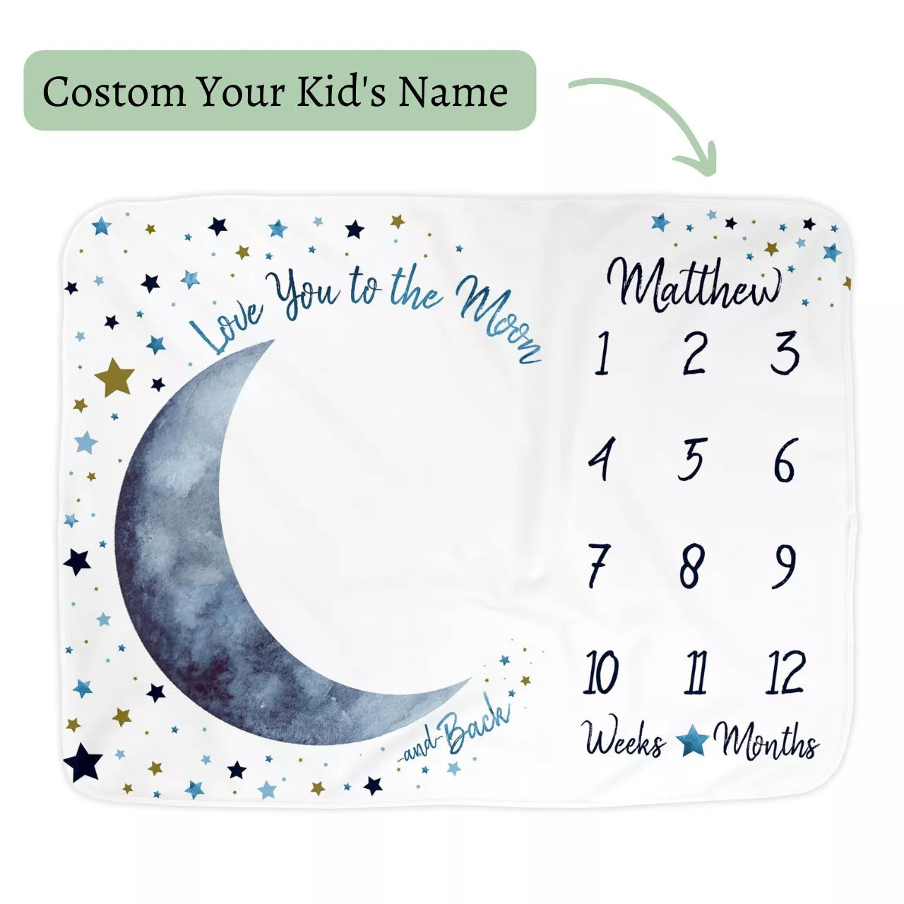 Customized Baby Blanket Love You To The Moon Kids Premium Soft Blanket Birthday Present to Children