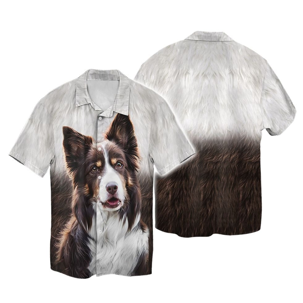 Border Collie Painting 3D Hawaiian Shirt For Dog Lovers/ Dog Hawaii Shirts