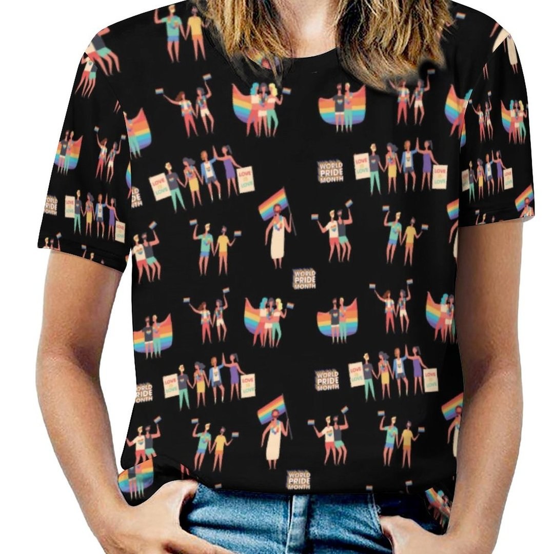 Love Is Love Lgbt Pride Month Pattern Tee 3S Shirt For Lesbian Women/ Gaymer Couple 3D Tshirt