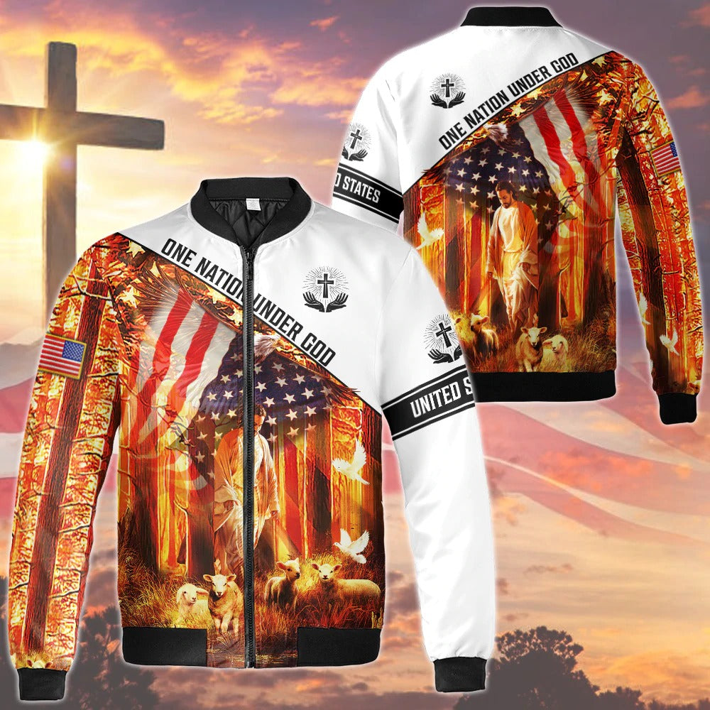 3D Sublimation God And American Eagle Shirts/ 3D Hoodie One Nation Under God/ Jesus American 3D Tshirt