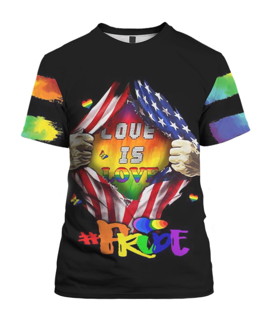 3D All Over Print Pride Lgbtq Shirt For Lesbian Gayer/ Love Is Love Rainbow American Flag Support Lgbt 3D Shirt