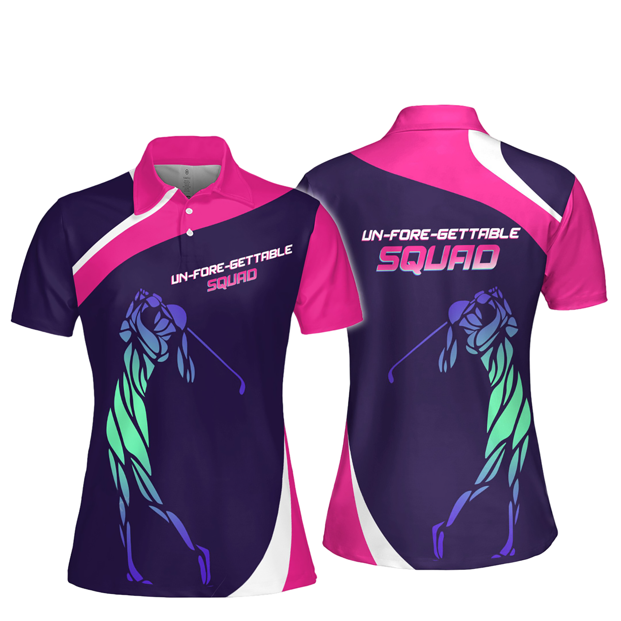 Gradient Un-Fore-Gettable Squad Women Short Sleeve Polo Shirt/ Sleeveless Golf Polo Shirt