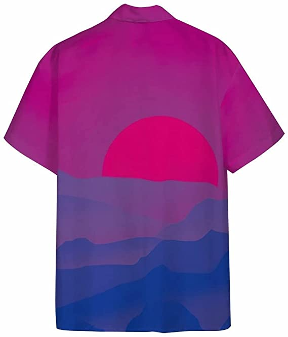 Bisexual Pride Sunrise Hawaii Shirt/ Hawaiian Short Sleeve Shirt/ Bisexual Pride Hawaiian Shirt
