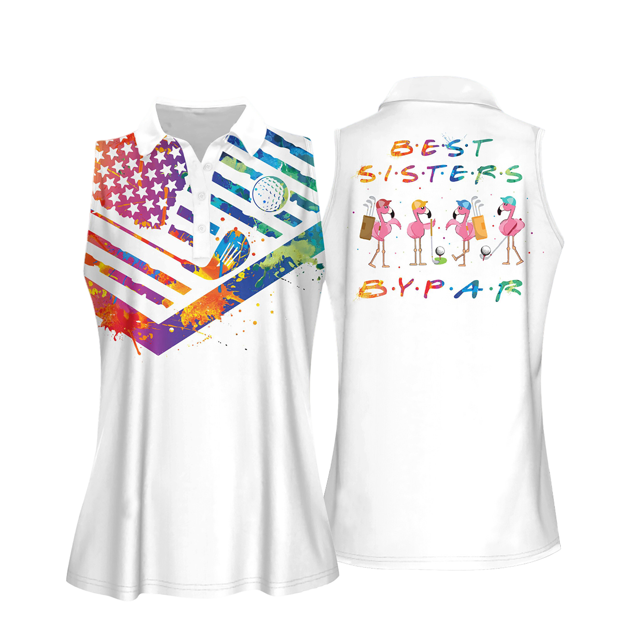 Best Sisters By Par Friends Version Women Short Sleeve Polo Shirt/ Sleeveless Golf Polo Shirt