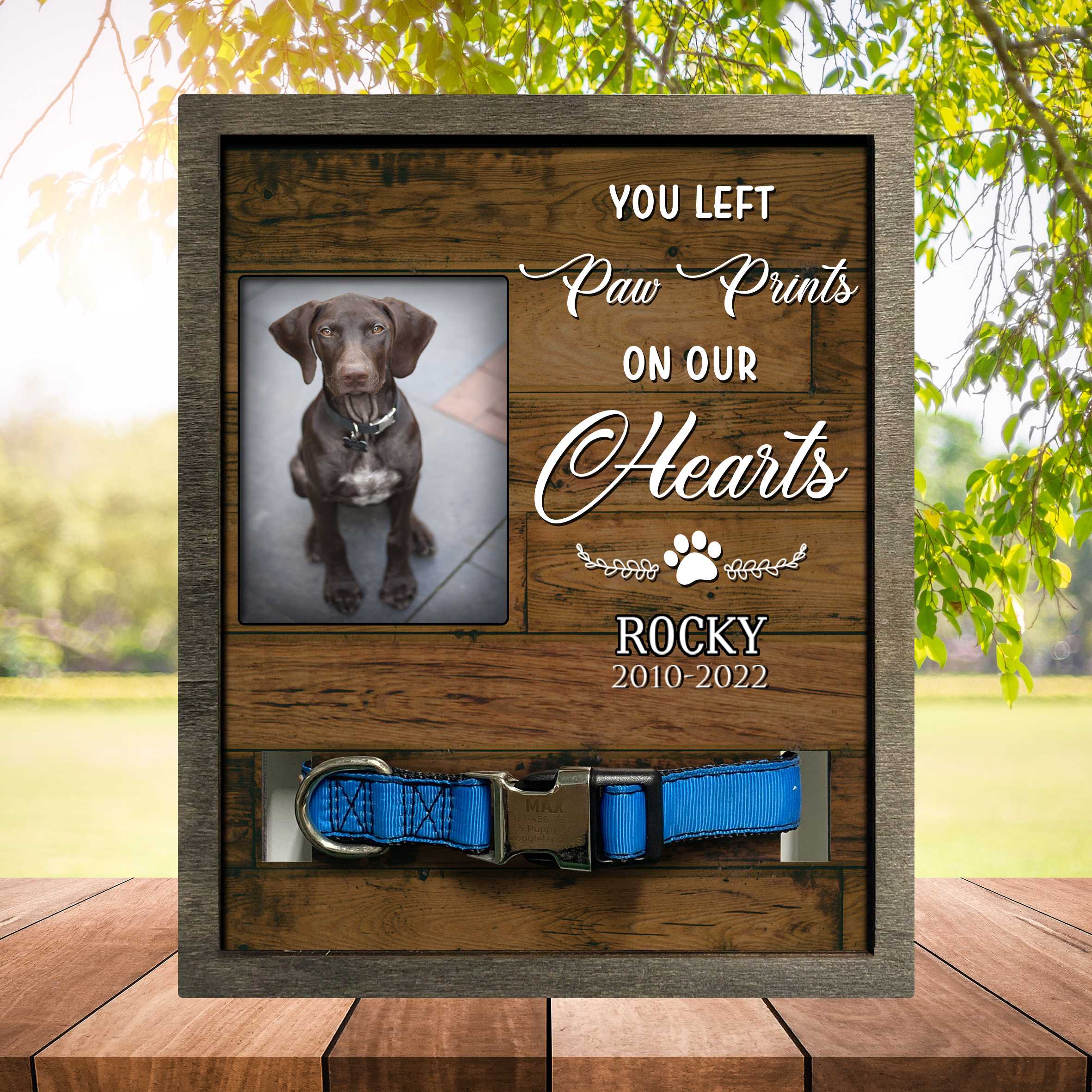 Pawprints Memorial Pet Tag Frame/ Pawprints Left By You/ Dog Memorial Gifts