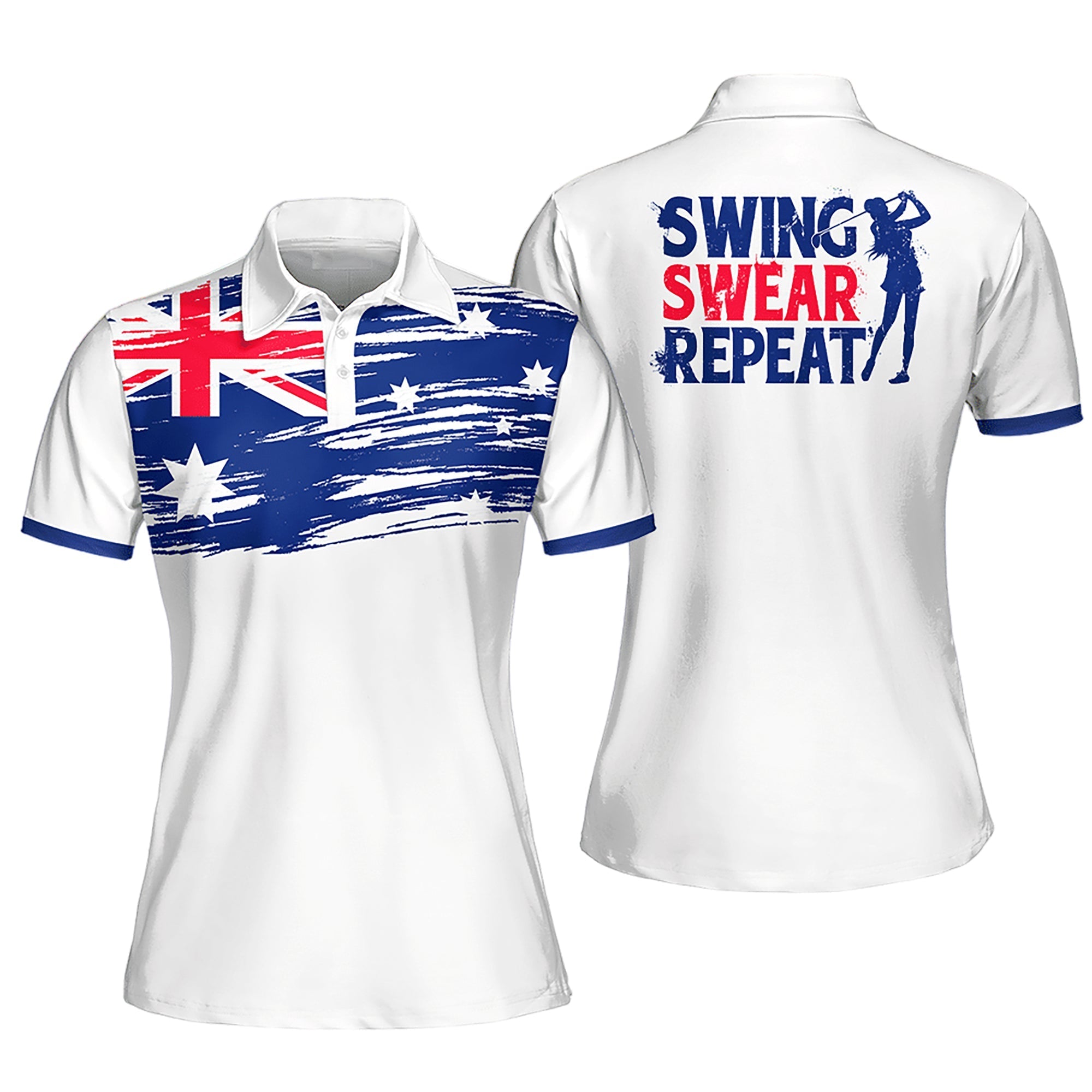 Flag Australia Swing Swear Repeat Golfer Gift Color Sleeveless Polo Shirt Short Sleeve Polo Shirt