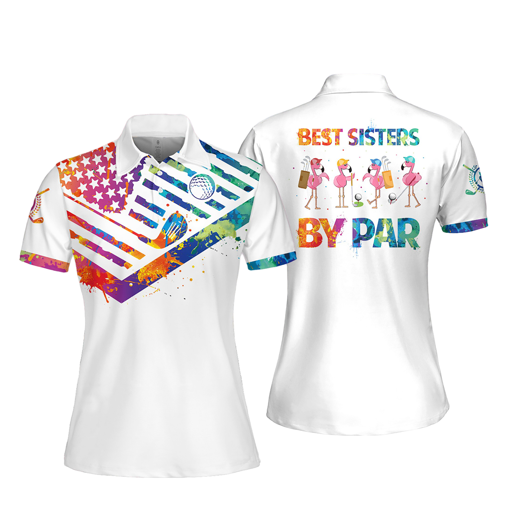 Best Sisters By Par Women Short Sleeve Polo Shirt/ Sleeveless Golf Polo Shirt