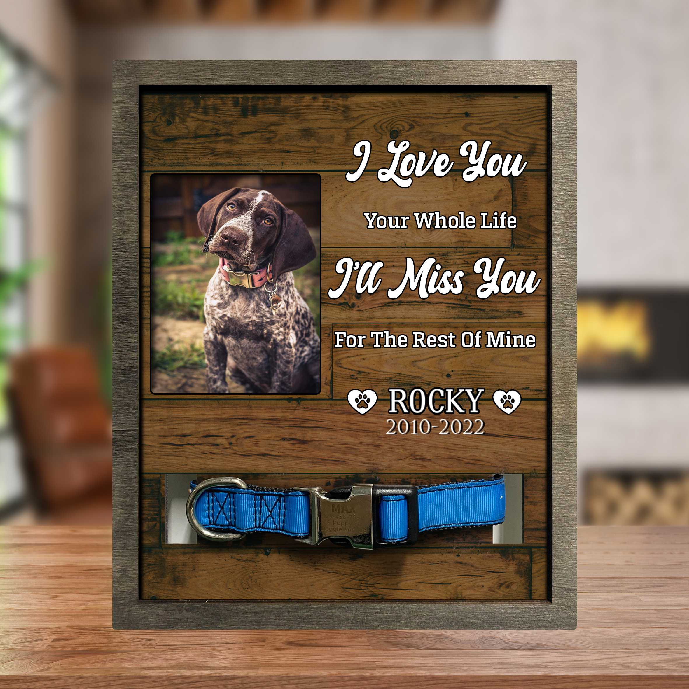 Dog Lovers Gifts For Men/ Sympathy Gift Picture Frame For Loss Of Dog/ Pet Collar Keepsake Picture Frame