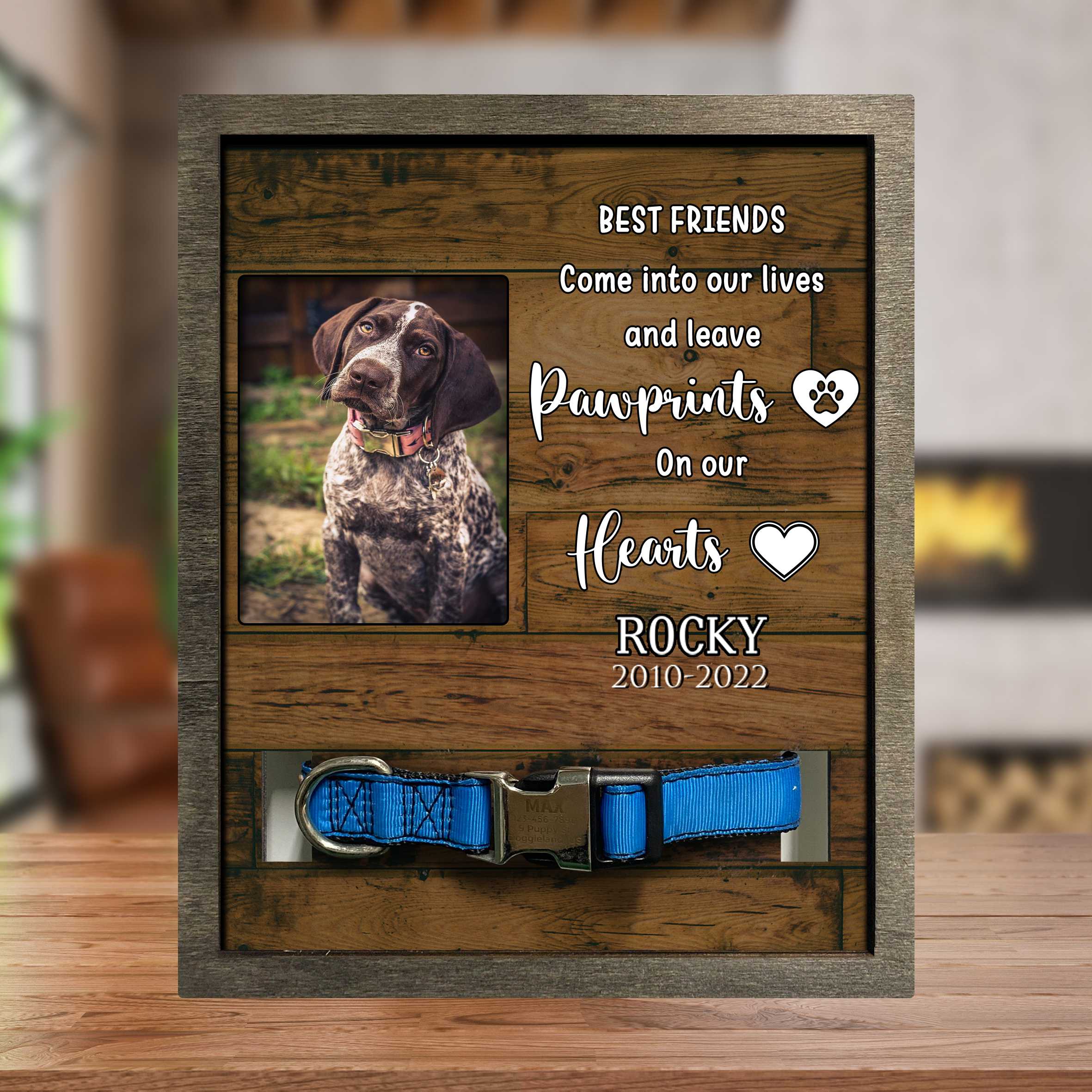 Dog Lovers Gifts For Men/ Sympathy Gift Picture Frame For Loss Of Dog/ Pet Collar Keepsake Picture Frame