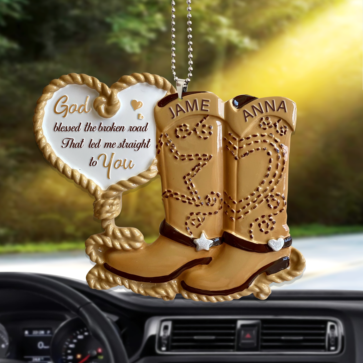 Cowboy Boots Couple God Blessed Personalized Ornament