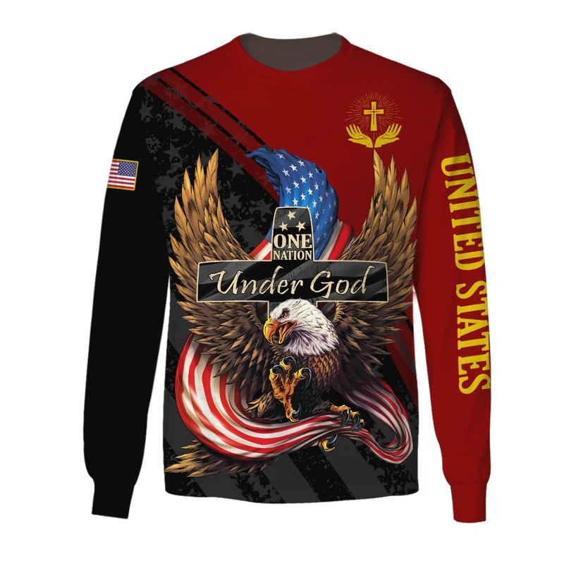 One Nation Under God All Over Print Shirt American Eagle Independence 3D Bomber Jacket