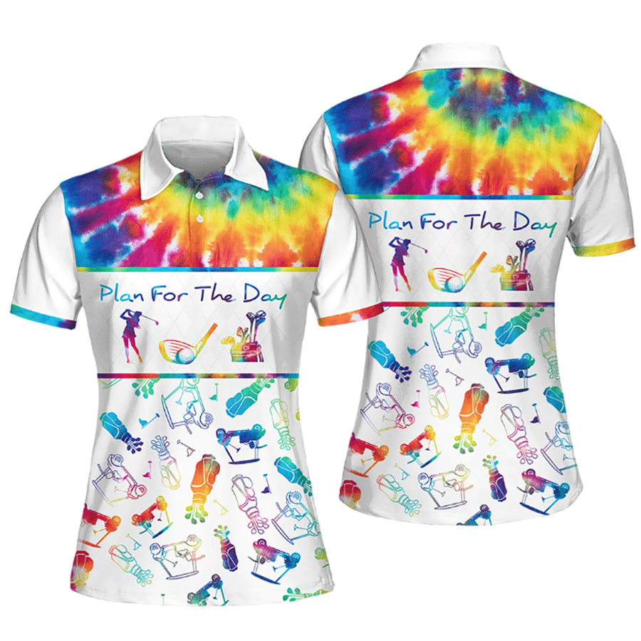 Plan for The Day Tie-Dye Pattern Golf Sleeveless Polo Shirt for Women