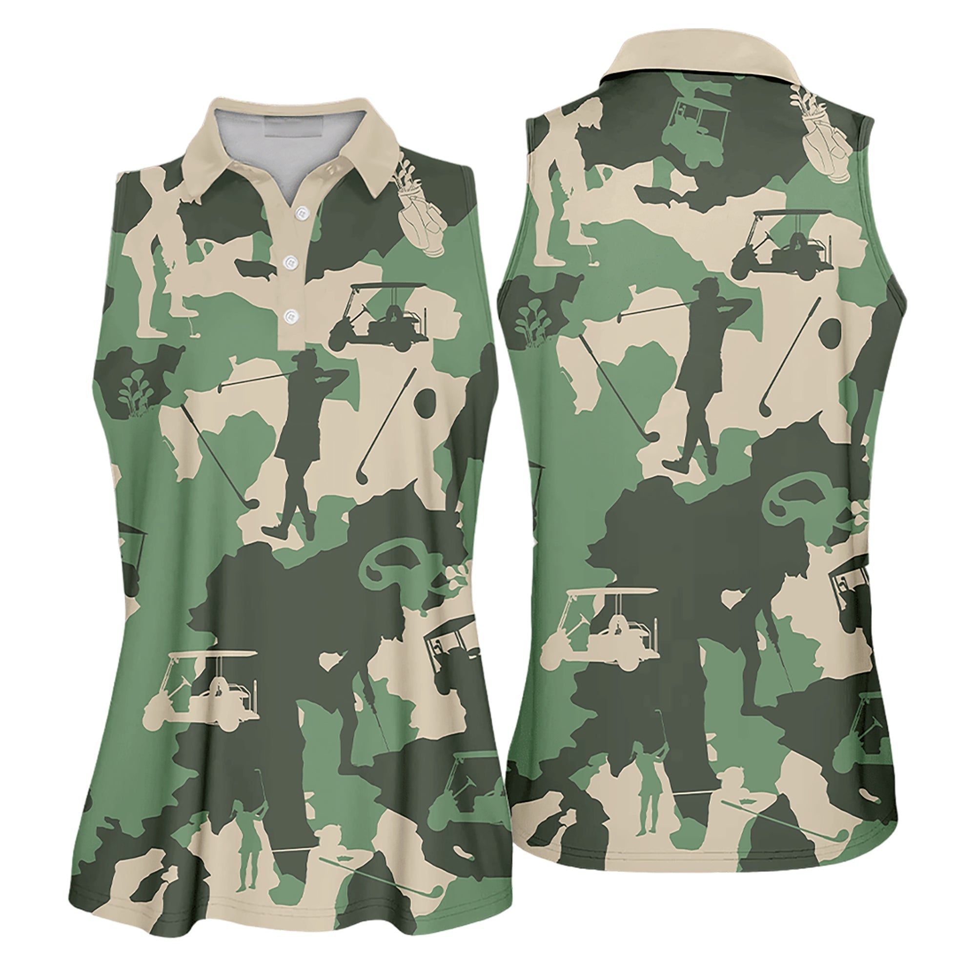 Camouflage Texture Golf Set For Woman Golfer Gift Color Sleeveless Polo Shirt Short Sleeve Polo Shirt