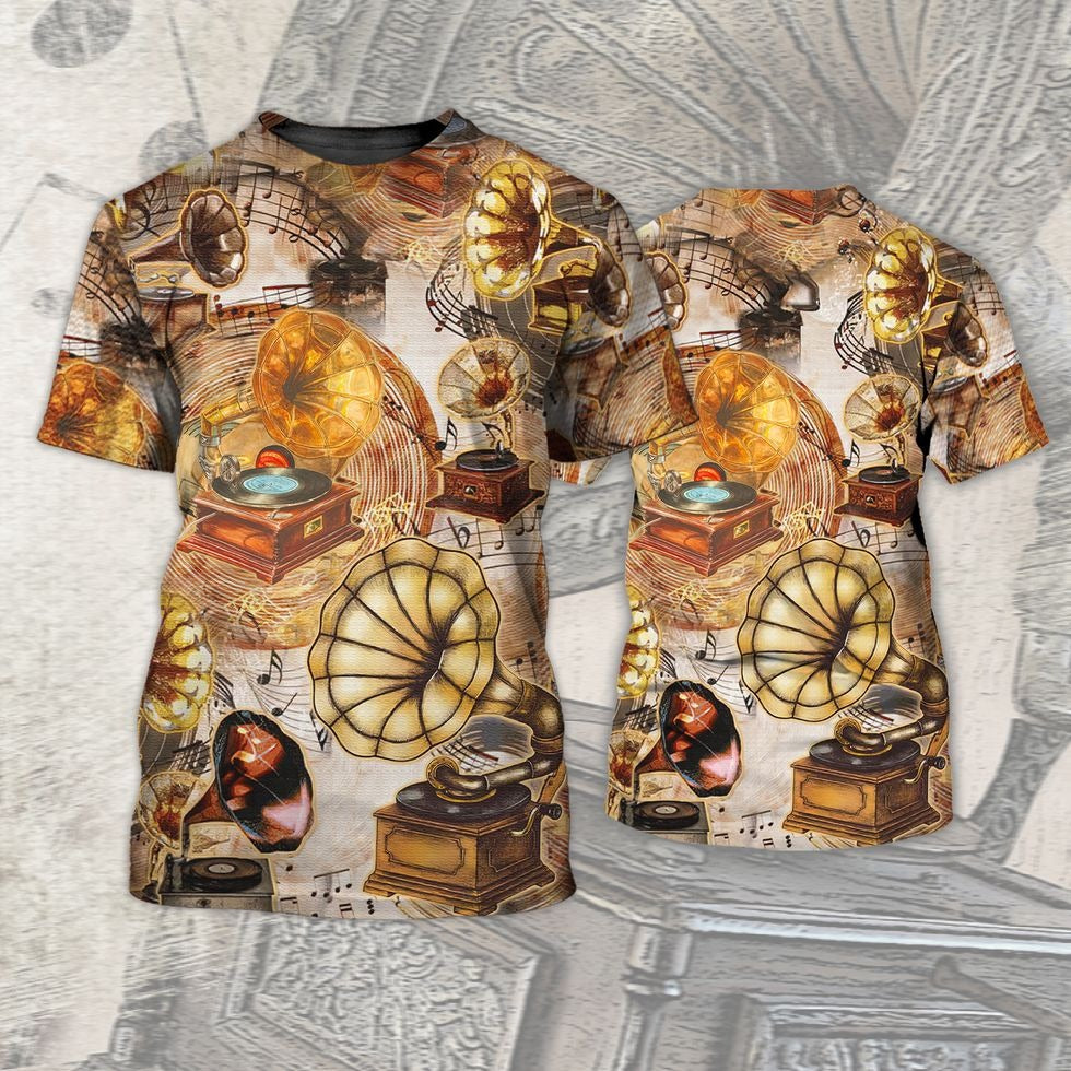 Gramophone Vinyl Records 3D Tshirt/ 3D All Over Print Shirt For Music Lovers