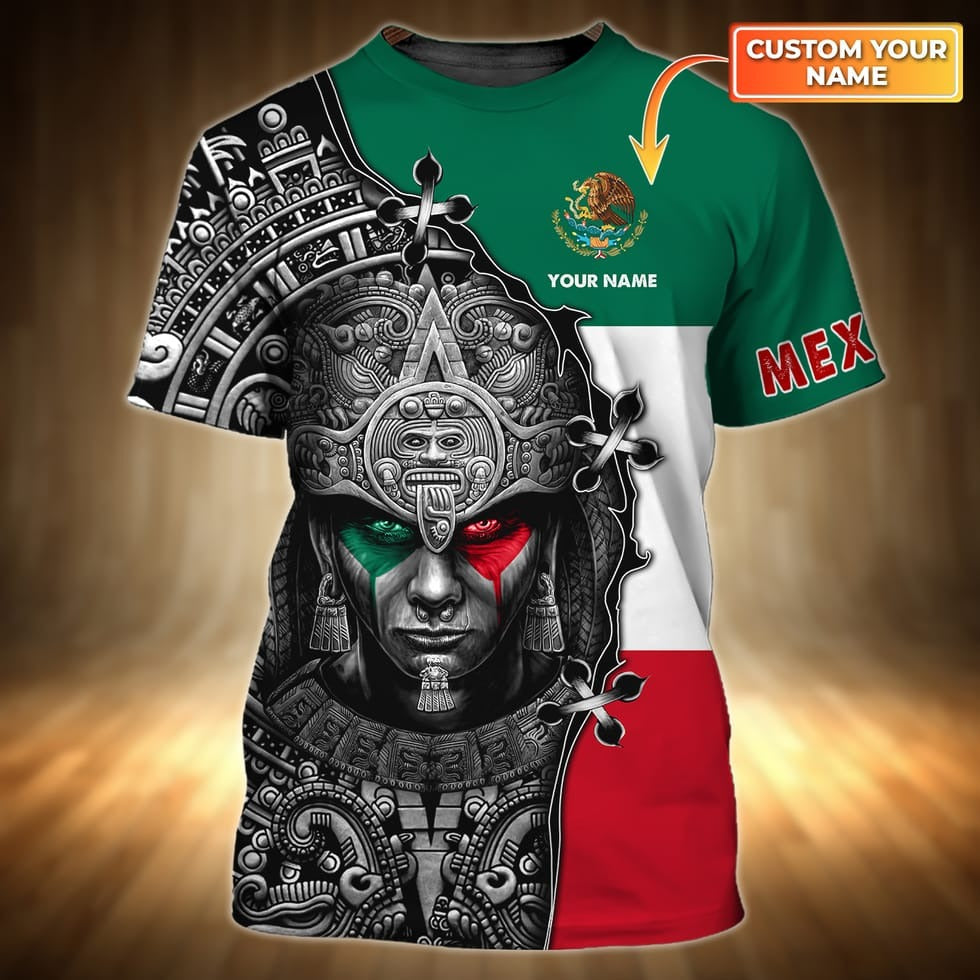 Personalized With Name 3D Mexico Shirts/ Aztec Mexican T Shirts/ Unisex Aztec Shirt