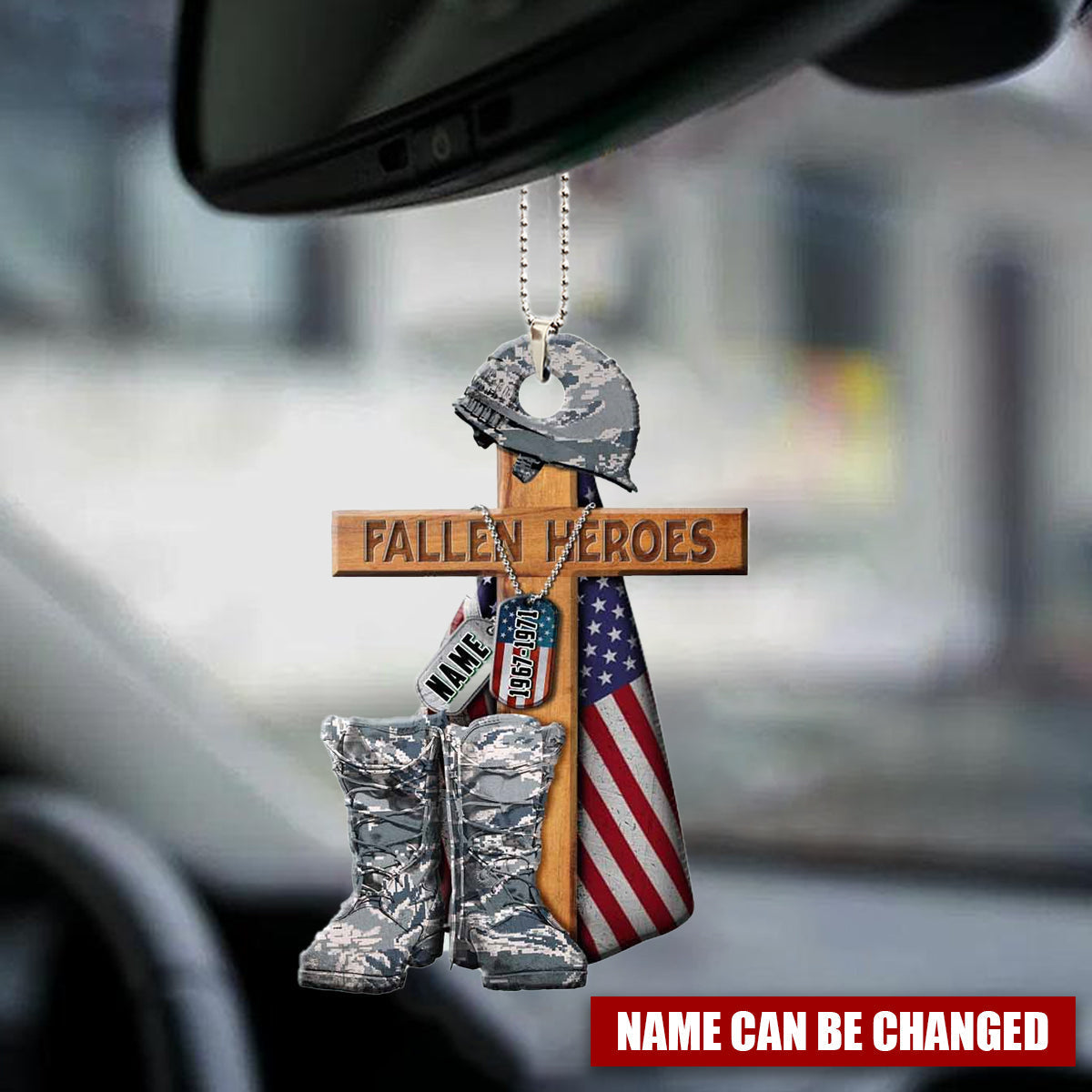 US Veteran Car Hanging Ornament  Fallen Heroes Personalized Flat Acrylic Ornament For Auto