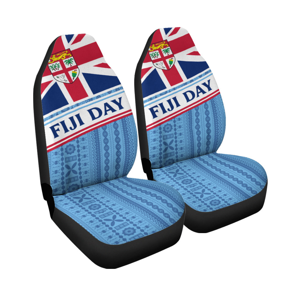 Fiji Day Car Seat Covers Tapa Pattern With Flag