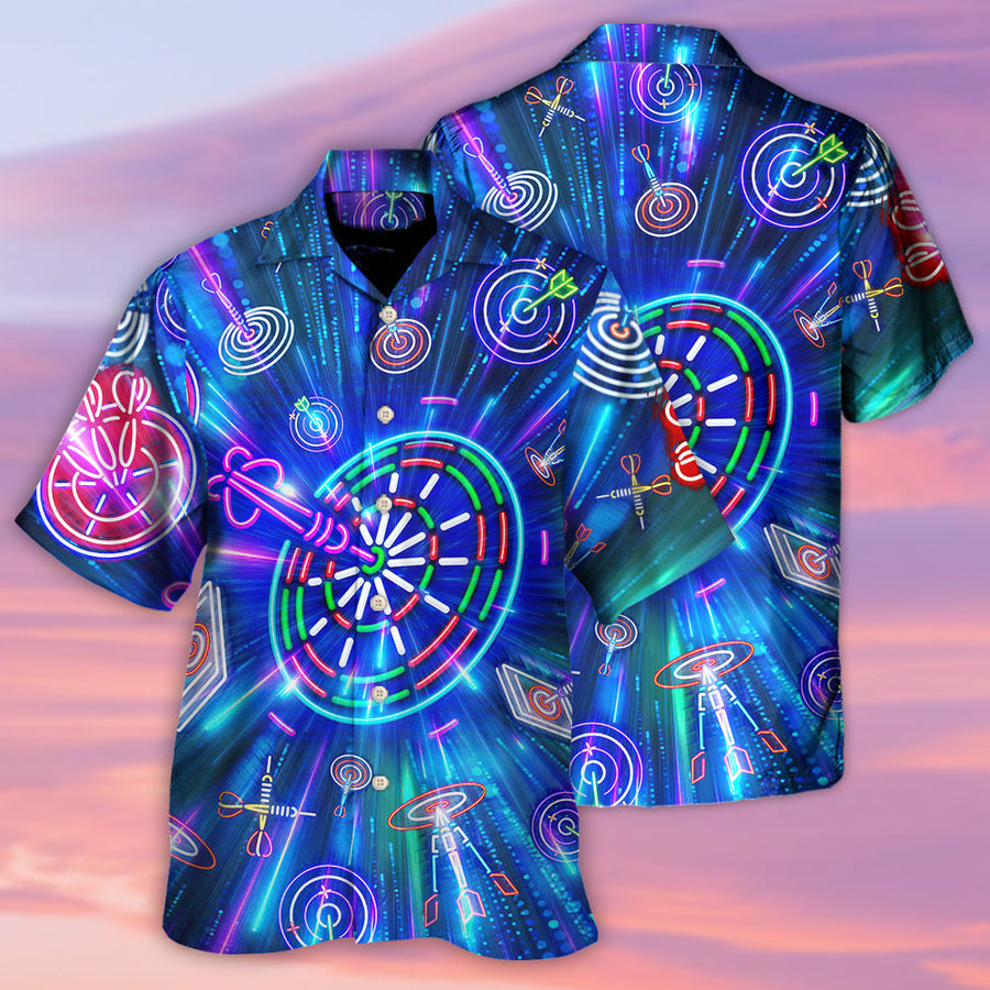 3D All Over Print Dart Neon Sign Bright Royal Hawaiian Shirt/ Idea Gift for Dart Player
