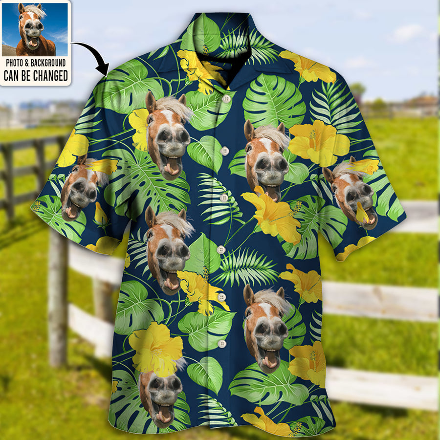 Horse You Want Tropical Custom Photo - Hawaiian Shirt - Personalized Hawaiian Shirt/ Horse Shirt