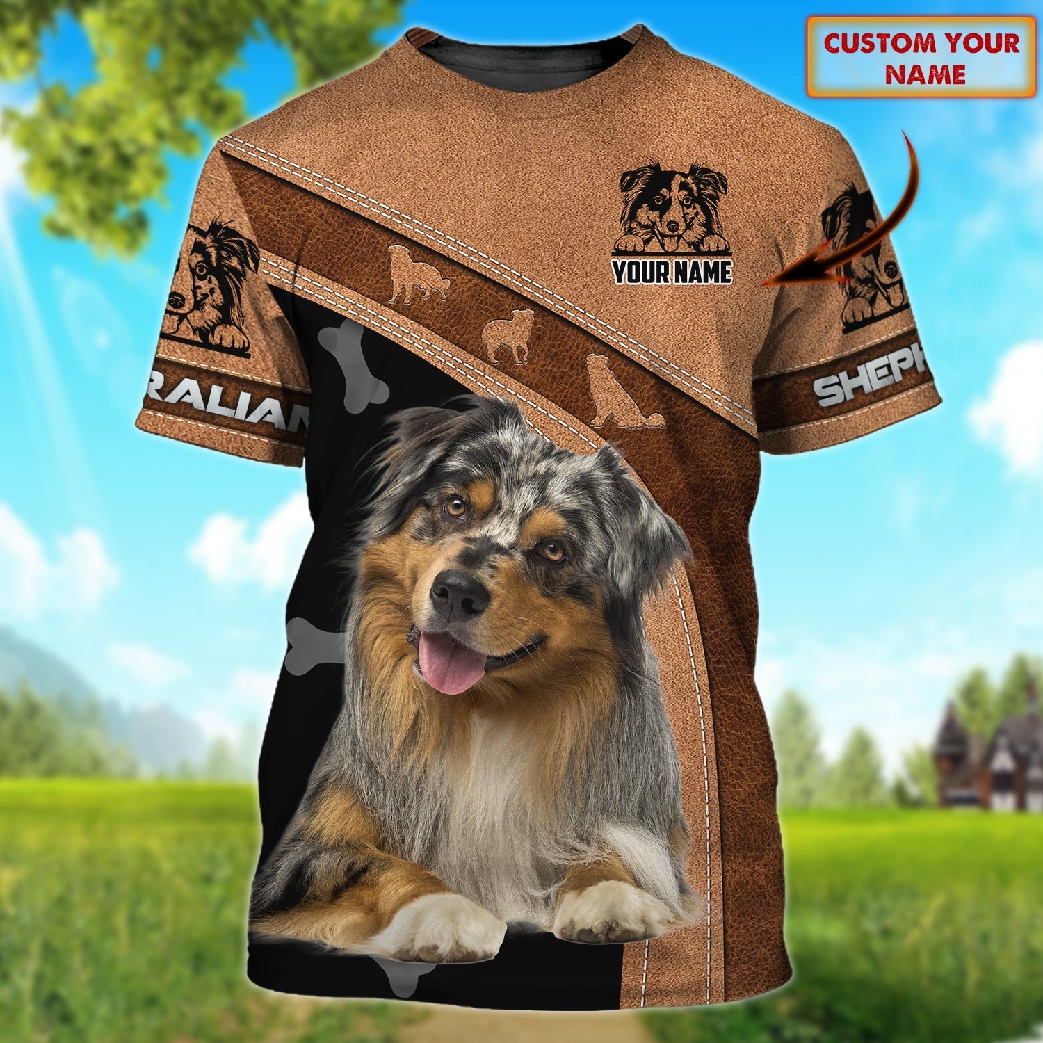 Custom 3D All Over Printed Australian Shepherd On T Shirt/ Shirt For Dog Lover/ Shirt With Dog