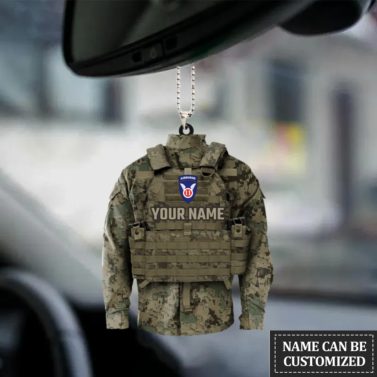 Custom Car Hanging Ornament Division and Name For Army Veteran/ Army Veteran Car Decoration Mirror