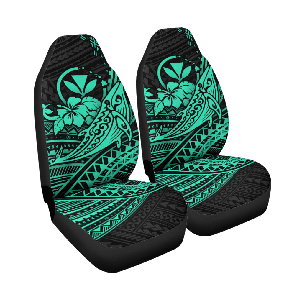 Hawaii Humpback Whale With Hibiscus Tribal Turquoise Car Seat Covers